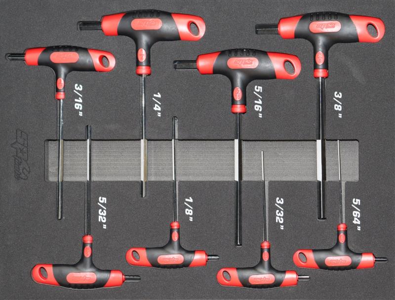 T-HANDLE HEX KEY SET - SAE - 8PC - HOUSED IN EVA FOAM