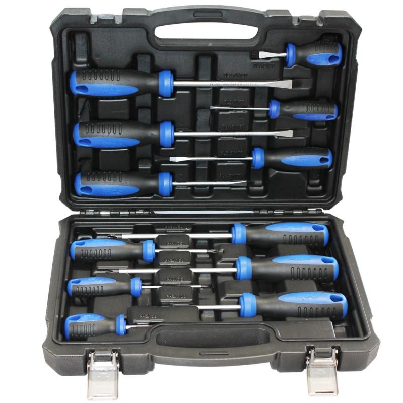 SCREWDRIVER SET 12PC PHILLIPS/SLOTTED IN CARRY CASE