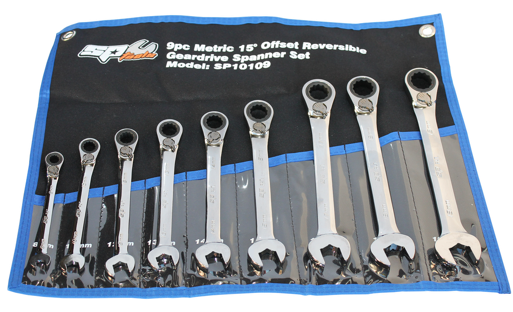 SET SPANNER ROE REVERSIBLE GEARDRIVE 9PC METRIC