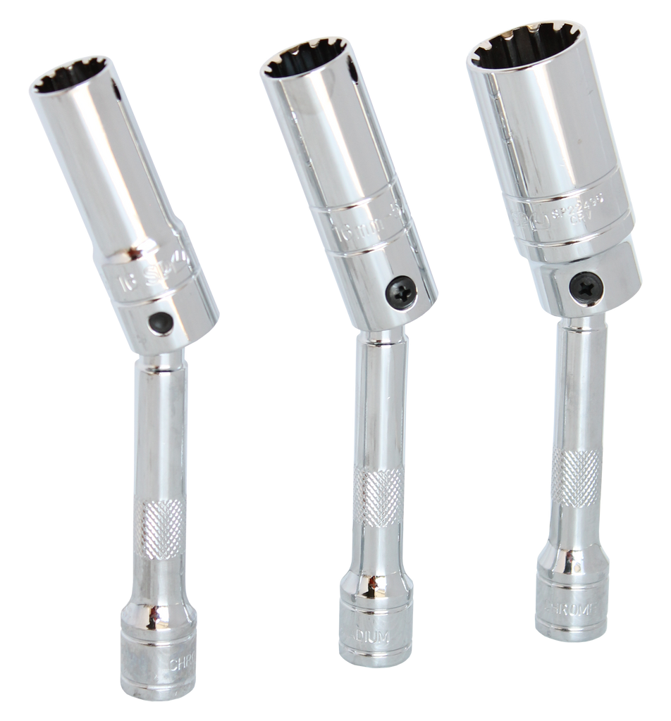 SET SOCKET SPARK PLUG 3/8" DR 3PC SPLINE MAGNETIC